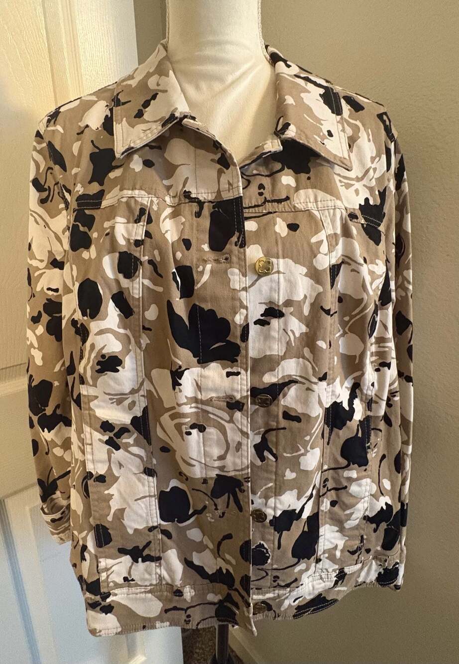 Liz Claiborne New York Women's Floral Print Button Front Jacket Size 20W